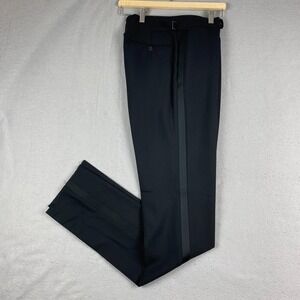 Ralph Lauren Polo barathea tuxedo Pants IT 38R Trouser NEW unhemmed side pull